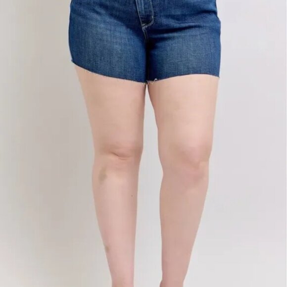 Judy Blue Plus Size High Waist‎ Criss-Cross Waistband Denim Shorts - Picture 2 of 10